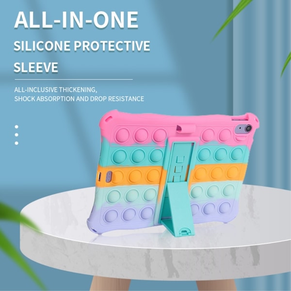 Beskyttende tablet etui iPad 10.9 (2022), Fidget sensorisk silikone boble angst stress reliever legetøj skridsikker tekstur tablet cover med fold kick Multicolor