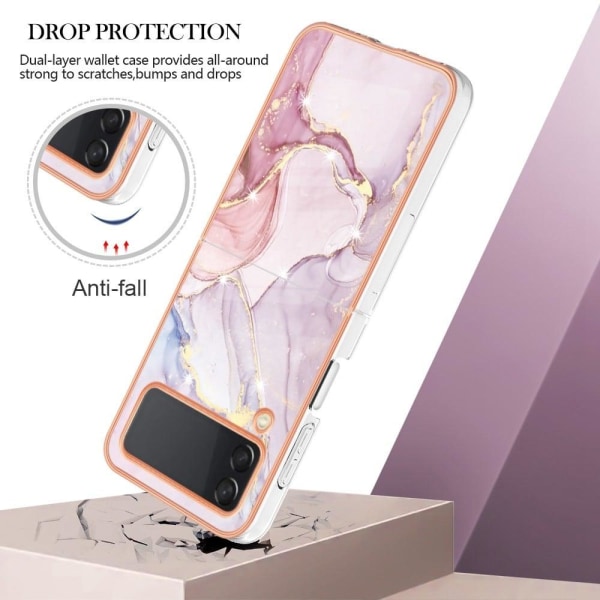 Marble Samsung Galaxy Z Flip4 Suojakotelo - Rose Kulta Marble Pink