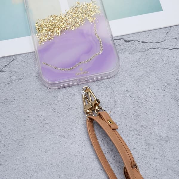 Universal crossbody-nackrem i läder med transparent dyna - Ljusbrun Brun