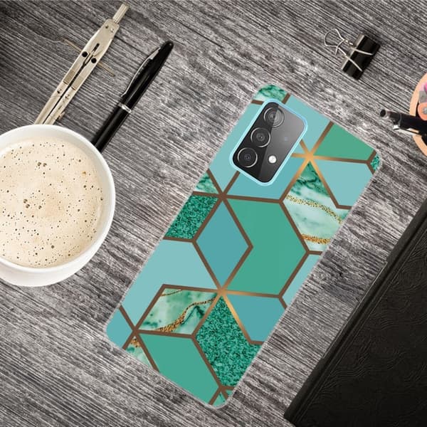 marmor Samsung Galaxy A72 5G etui - Teal marmor Tile Green