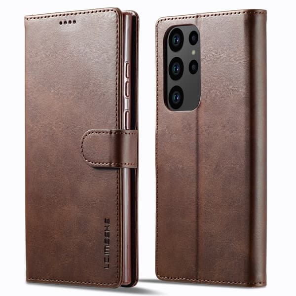 LC.IMEEKE Samsung Galaxy S23 Ultra Flip Etui - Brun Brown