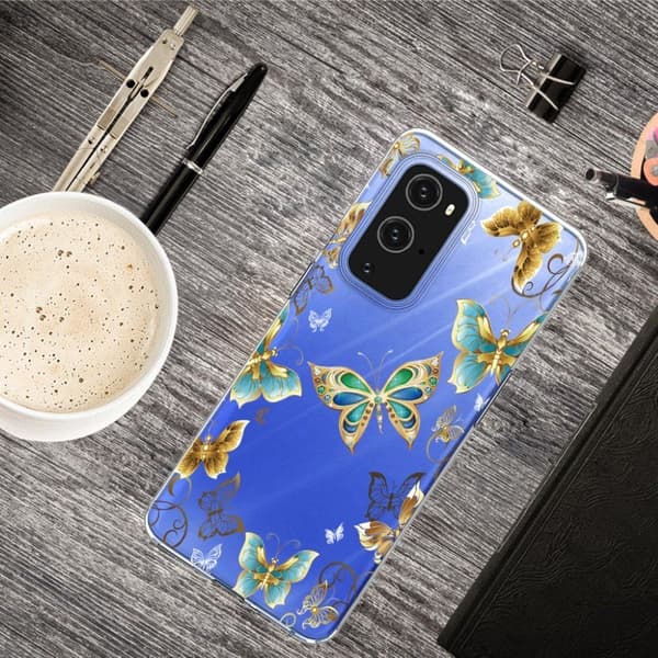 Butterfly läder OnePlus 9 Pro fodral - Guld Guld