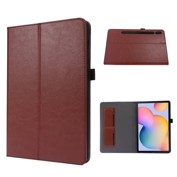 Hullu hevonen Samsung Galaxy Tab S7 nahkainen flip case - Ruskea Brown