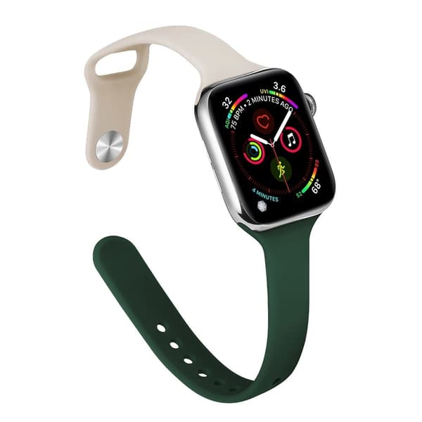 Apple Watch 41mm / 40mm / 38mm Slim Bands Håndledsrem - Stjernelys + Sortliggrøn Green