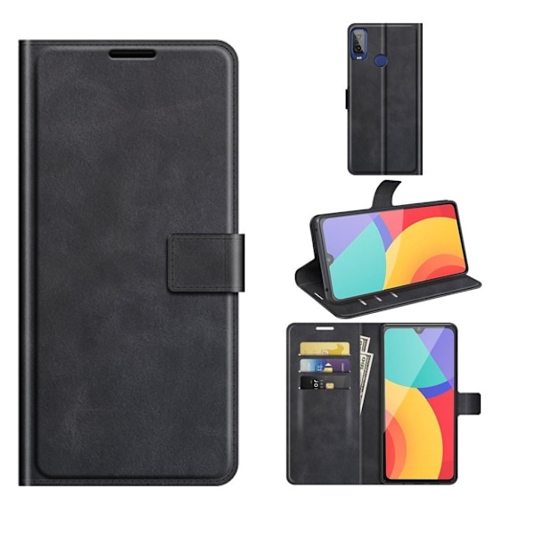 Wallet-style Læder Etui til Alcatel 1l (2021) - Sort Black
