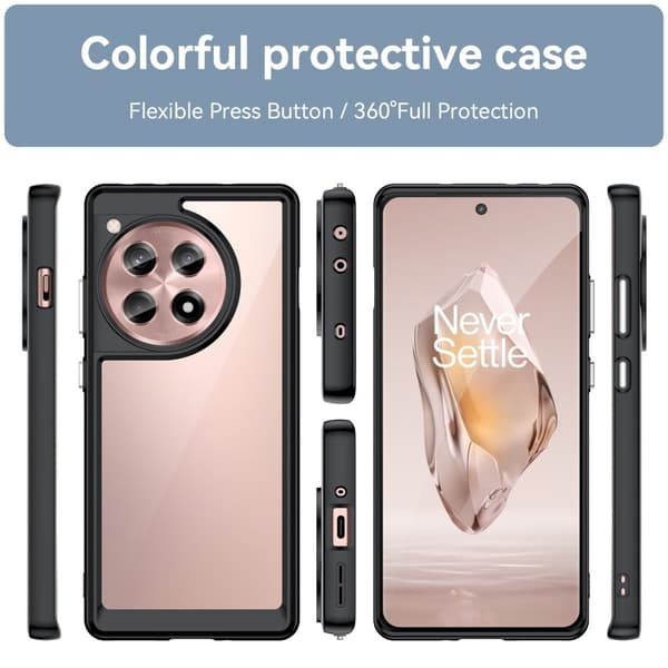 OnePlus 12R / OnePlus Ace 3 smart akryl cover - Sort Black