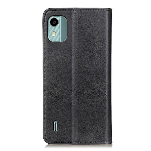 Lompakko-style Aitoa Nahkaa Läppäkotelo For Nokia C12 Plus / C12 / C12 Pro - Musta Black