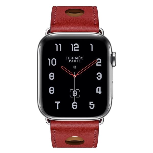 Apple Watch Series 4 44mm Tre Huller ægte læder Urrem - Rød Red