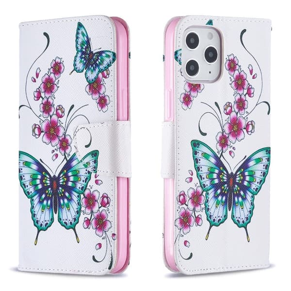 Wonderland iPhone 12 Pro Max flip etui - Blomster Og Sommerfugle Multicolor