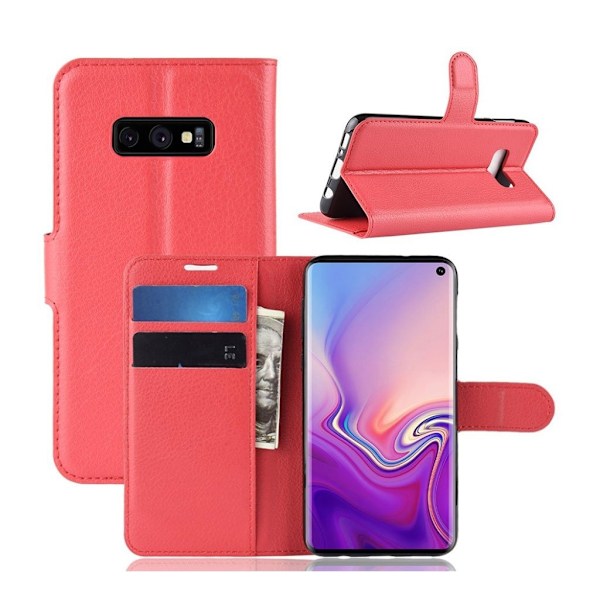 Samsung Galaxy S10e litsi nahkainen flip Suojakotelo - Punainen Red