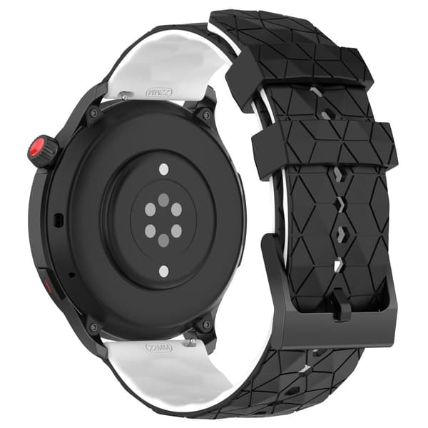 22 mm universalrem med dobbeltfarvet fodboldmønster - Sort / Hvid Black