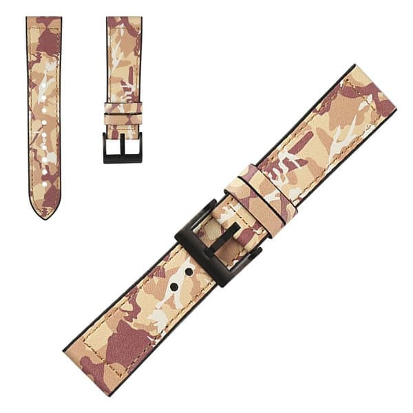 hållbar läder klockarmband för Samsung Watch device - camouflage brun Brun