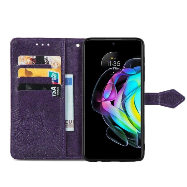 Mandala Motorola Edge 20 Flip Etui - Lilla Purple