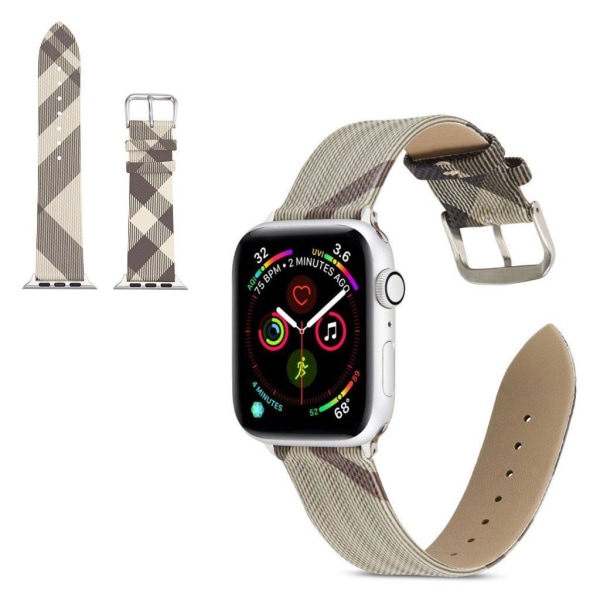 Apple Watch Series 5 40mm geometric genuine leather watch band - Grey Silver grey