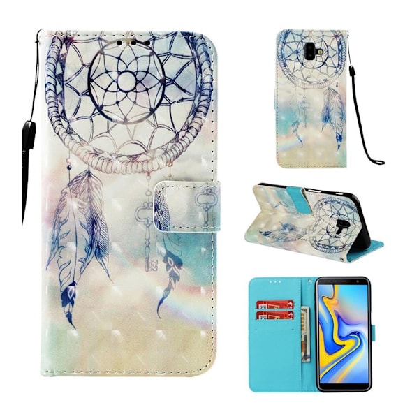 Samsung Galaxy J6 Plus (2018) mønstered læder flip etui - Drømmefanger Multicolor