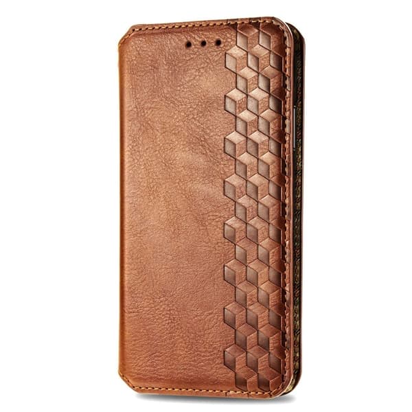 Läder Samsung Galaxy A23 fodral med romb-design - Brun Brun