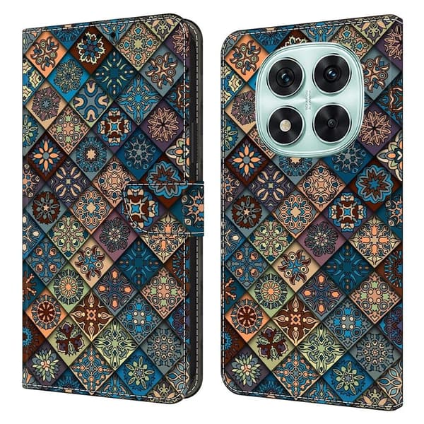Xiaomi Redmi Note 14 Pro 5G plånboksfodral mönster utskrift stativ läder flip telefonskydd - Blå Blommor Blå