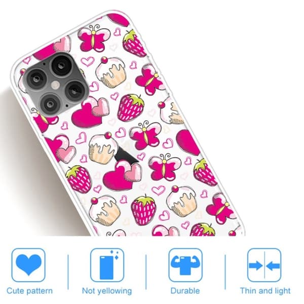 Deco iPhone 12 Pro Max Etui - Jordbær Pink