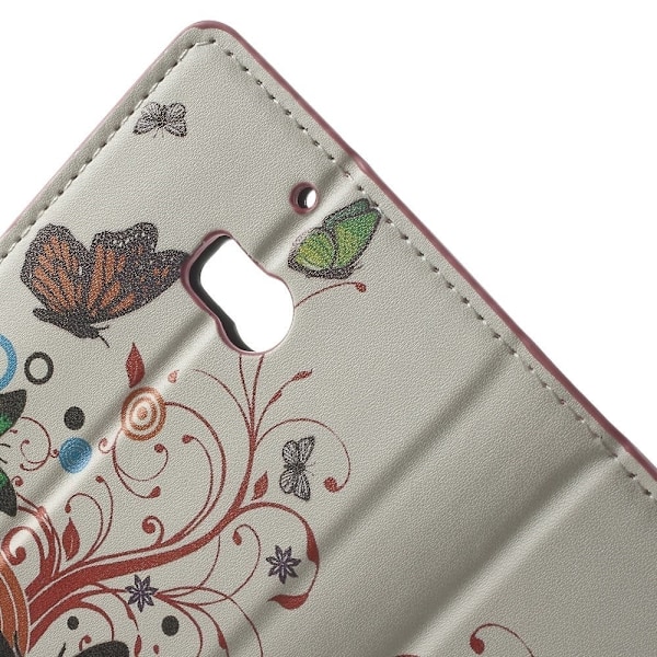 Moberg Nokia Lumia 929/930 Læder Etui - Sommerfugle & Cirkler Multicolor