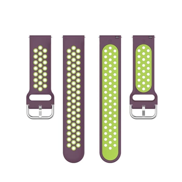 20 mm universell tvåfärgad silikon klockarmband - lila / Fluorescent grön Grön