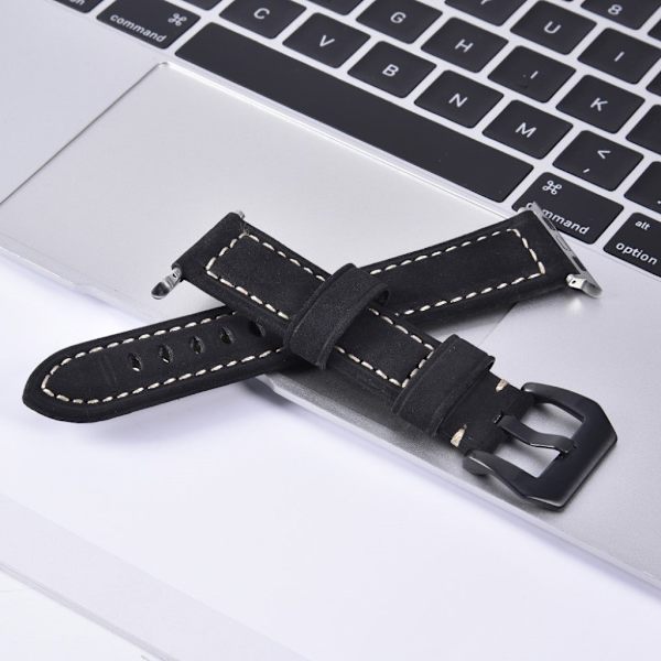 Apple Watch Series 4 44mm ægte læder mat Urrem - Sort Black