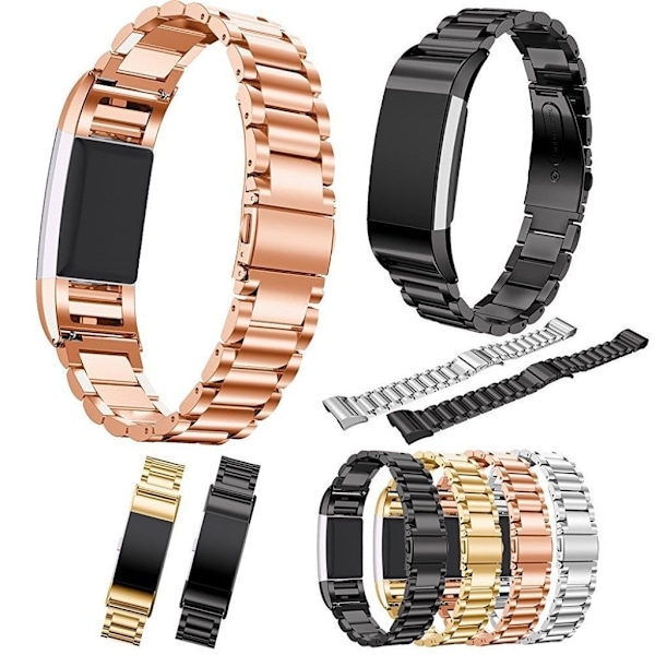 Fitbit Charge 2 urrem i rustfrit stål - Sort Black