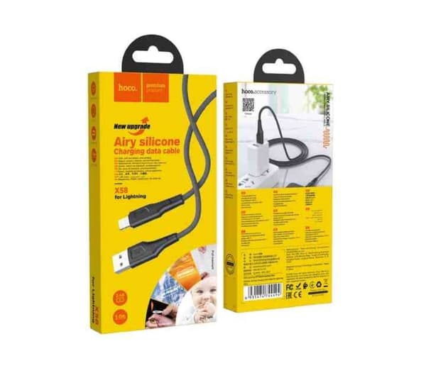 HOCO X58 Airy silikon laddningsdatakabel för Lightning - Svart Svart