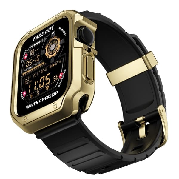 Apple Watch (41mm) TPU-kellohihna + kehys - Kulta Gold