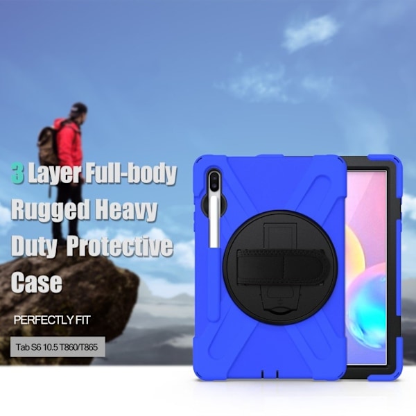 Samsung Galaxy Tab S6 X-Shape combo case - Sininen Blue