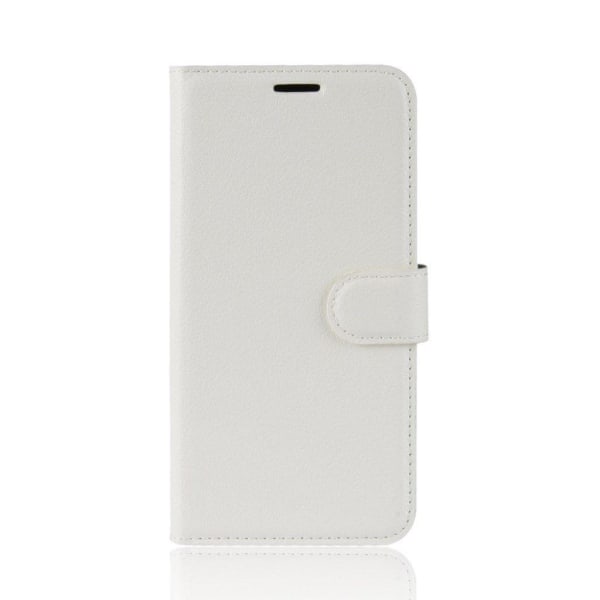 Samsung Galaxy A7 (2018) litchi skin leather flip case - White Vit