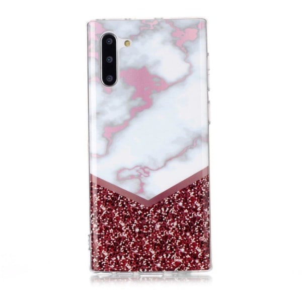 Marble Samsung Galaxy Note 10 cover - Hvid Marmor og Glitter Red