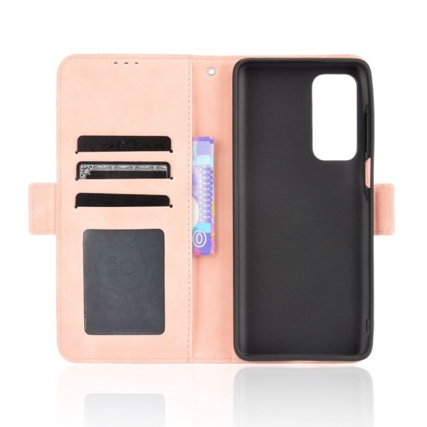 Modern-styled Læder Pung Etui til Motorola Edge (2021) - Lyserød Pink