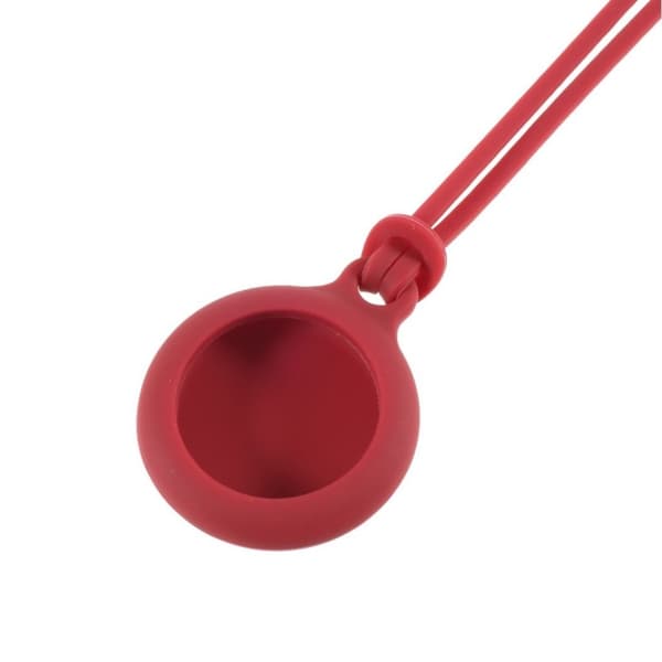 AirTags pyöreä silikonisuojus kolmella hihnalla - Punainen Red