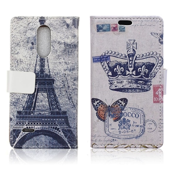 Butterfly LG K8 2017 nahkakotelo - Kruunu Perhonen Multicolor