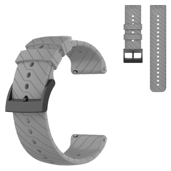 24mm twill texture silicone watch strap for Suunto device - Grey Silver grey