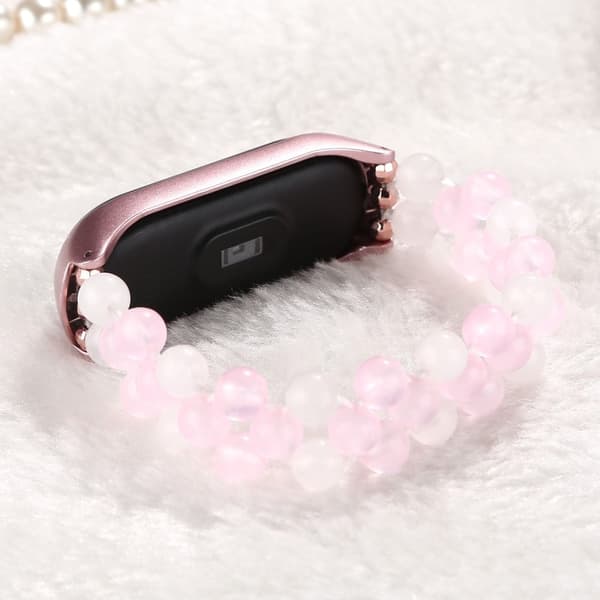 Xiaomi Mi Smart Band 4 / 3 fasjonable beaded klokkerem - Rosa / Hvit Multicolor