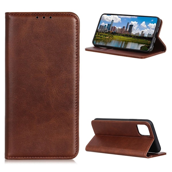 iPhone 12 Pro / iPhone 12 flip etui i ægte læder med pung – Brun Brown
