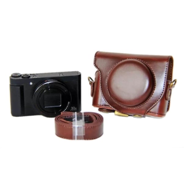 Sony DSC-WX500 PU leather cover with shoulder strap - Coffee Brun