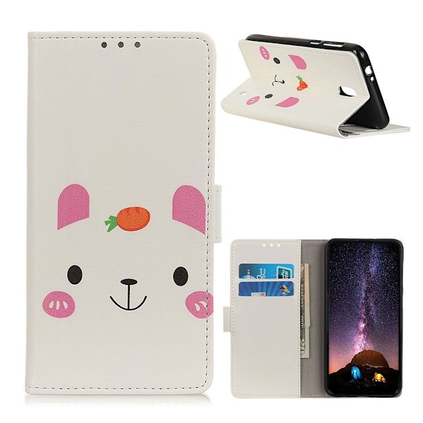 Nokia 1 Plus folio nahkakotelo - Söpö Eläin Multicolor