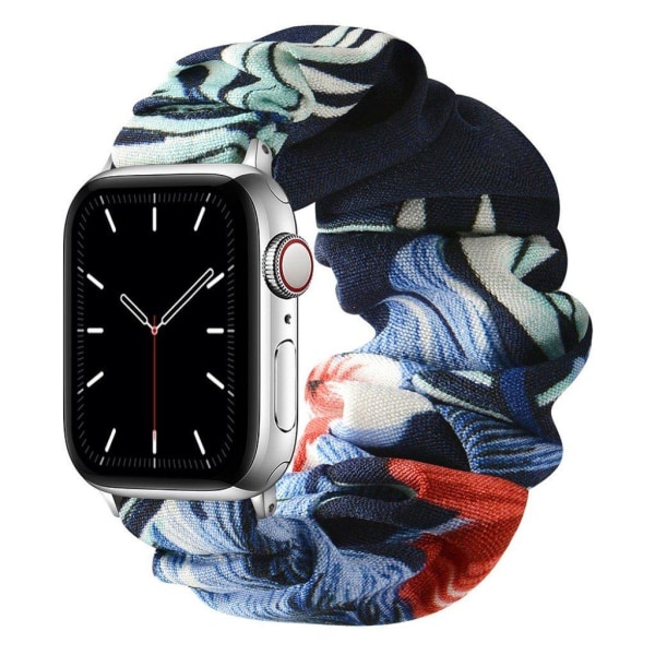 Apple Watch 42mm - 44mm joustava hiusnauha - Sininen Plantaani Lehti / Koko: L Multicolor