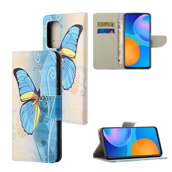 Wonderland Motorola Edge 20 Pro Flip Etui - Blå Sommerfugl Blue