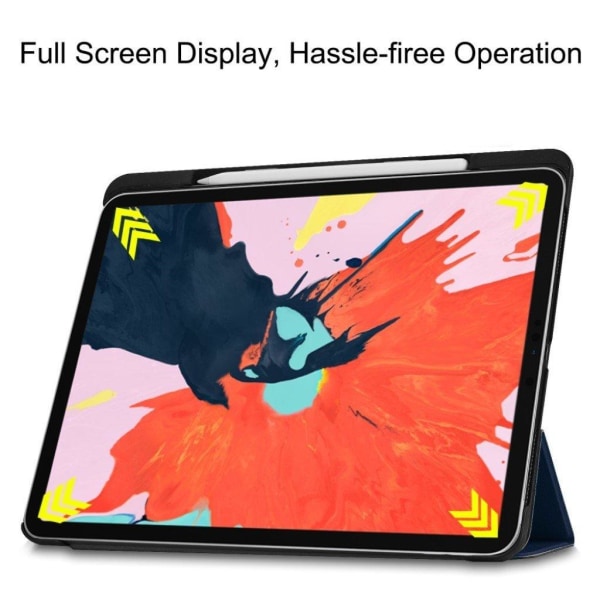 iPad Pro 12.9 inch (2018) vikbart syntetläder skyddsfodral - Mör Blå