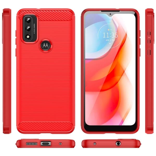 Carbon Flex Motorola Moto G Play (2022) deksel - Rød Red