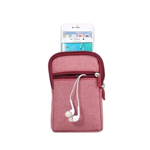 Universell Hook Loop Telefonlomme m/ beltefeste for smartelefoner - Rød Red