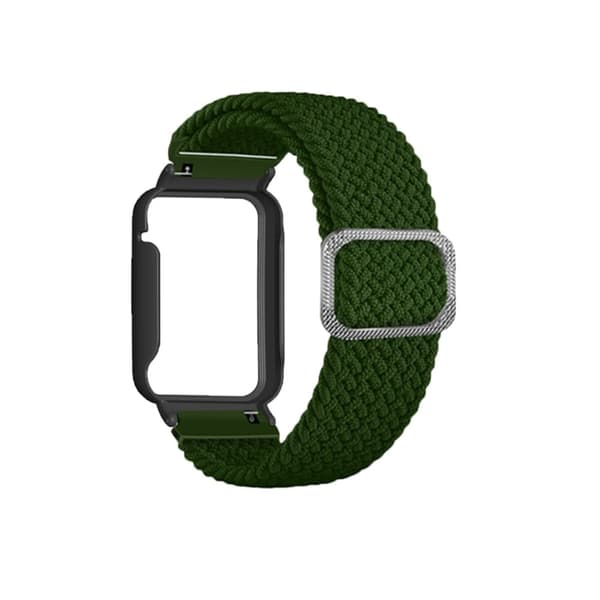 Xiaomi Mi Band 7 Pro nylon elastisk urrem med cover - Militærgrøn / Sort Green