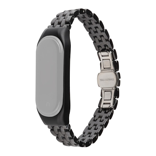 Xiaomi Mi Smart Band 6 / 5 klockarmband i rostfritt stål i keramisk stil - Fem Pärlor Svart Svart