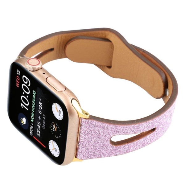 Apple Watch Series 4 40mm flash pulver ægte læder Urrem - Lyserø Pink