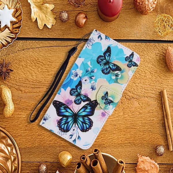 Wonderland Xiaomi Redmi Note 11T 5G / Note 11s 5g Flippetui - Blå Sommerfugl Multicolor