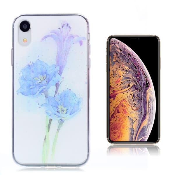 iPhone Xs Max ultratunt mönstrat mjukt fodral - Blå Blomma Blå