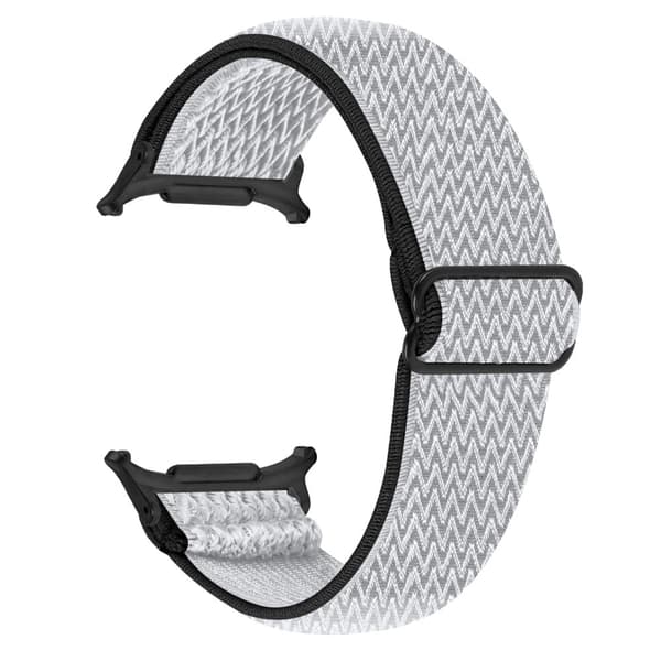 Samsung Galaxy Watch Ultra 47mm urrem med sort stik Justerbar elastisk håndledsrem - Sort / Hvid White
